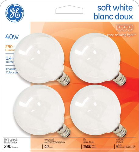 GE Lighting Canada 40W G16.5 Soft White Bulbs | Walmart Canada