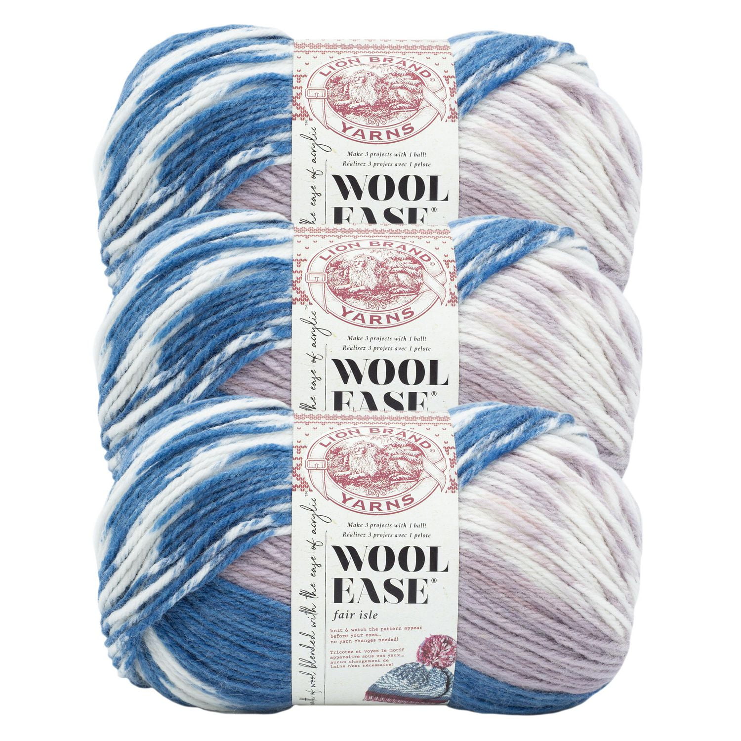 Lion Brand Wool Ease Fair Isle Yarn 4 Medium Worsted Acrylic Wool Yarn 3 Pack 150g 318m Walmart