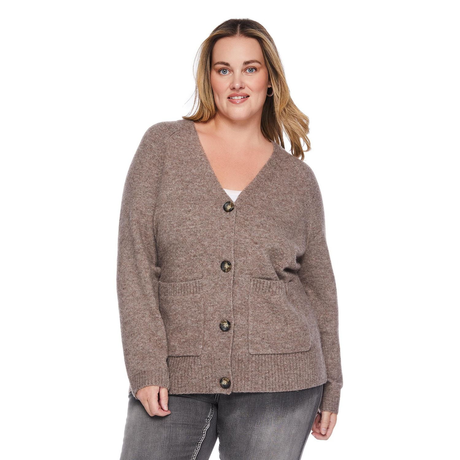 George Women's Plus Long Sleeve Cardigan, Sizes 1X-4X