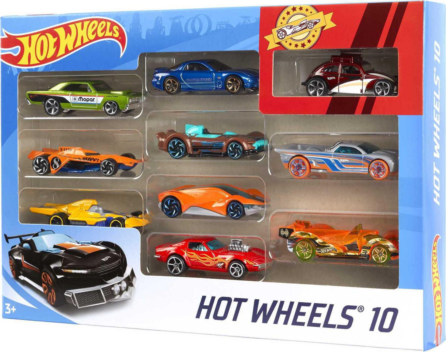 Hot Wheels 1:64 Scale 10-Pack Cars - Styles May Vary, Ages 3+