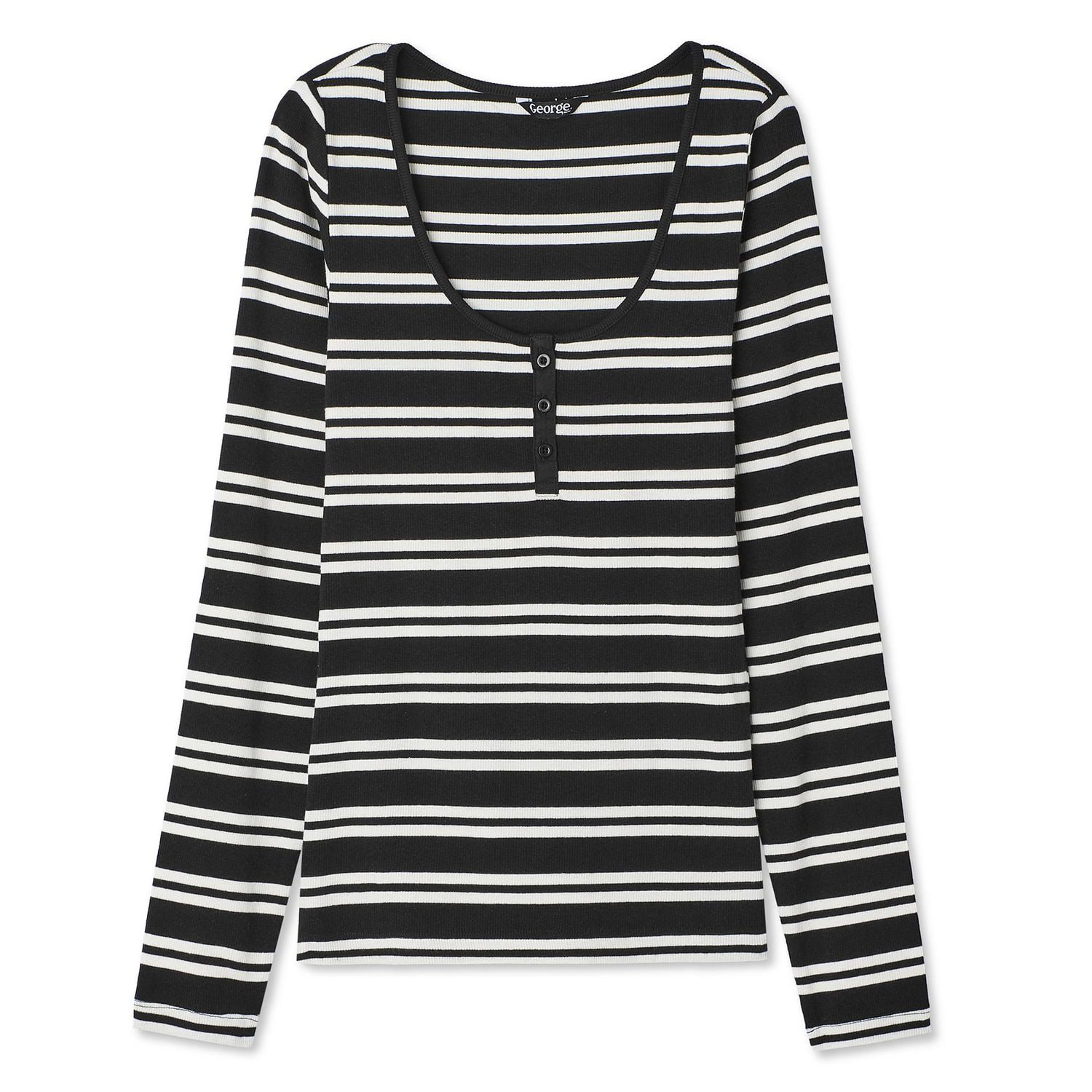 George Women's Scoop Neckline Henley, Sizes XS-XXL