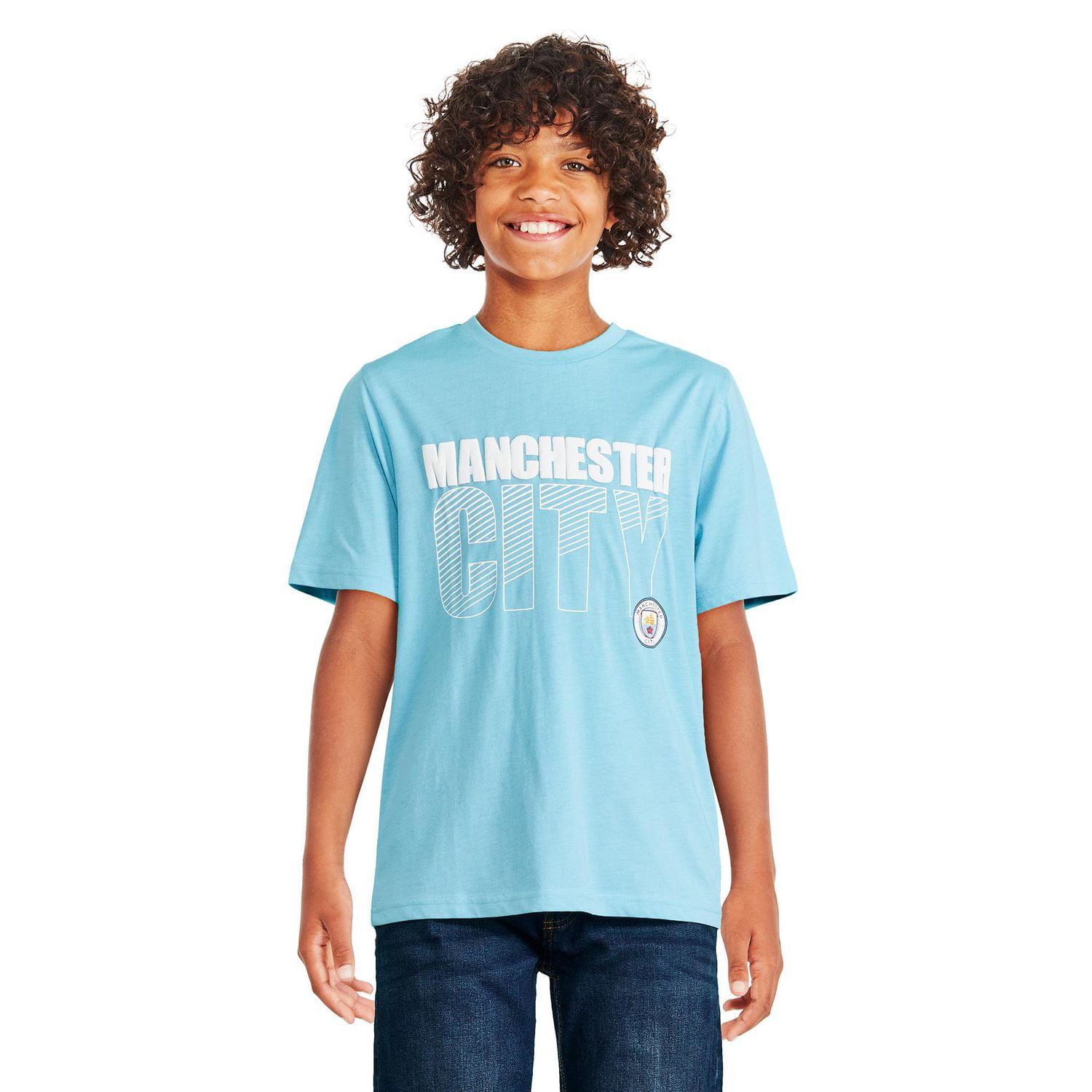 T-shirt à manches courtes Manchester City pour garçons Tailles TP–TG