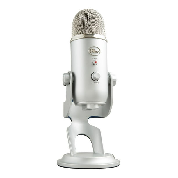Blue Yeti USB Microphone for Recording, Streaming, Gaming, Podcasting on PC and Mac, Condenser Mic for Laptop or Computer with Blue VO!CE Effects, Adjustable Stand, Plug and Play - Silver
