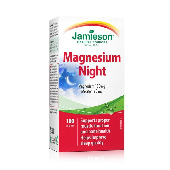 Jamieson Magnesium Night | 100 mg Magnesium & 3 mg Melatonin