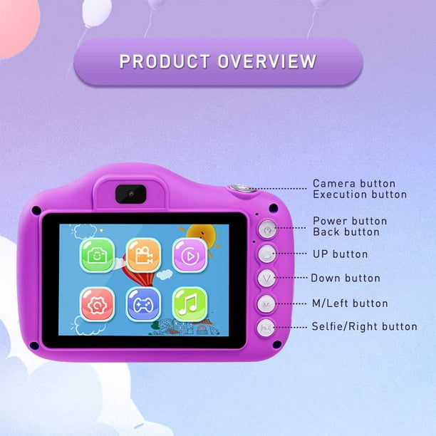 Spark Create Imagine KIDS CAMERA for girls & boys, 3.5 inch screen, Dual  camera for video, selfie and photo taking, with 4 funny educational games,  Age 3+ (Purple) 