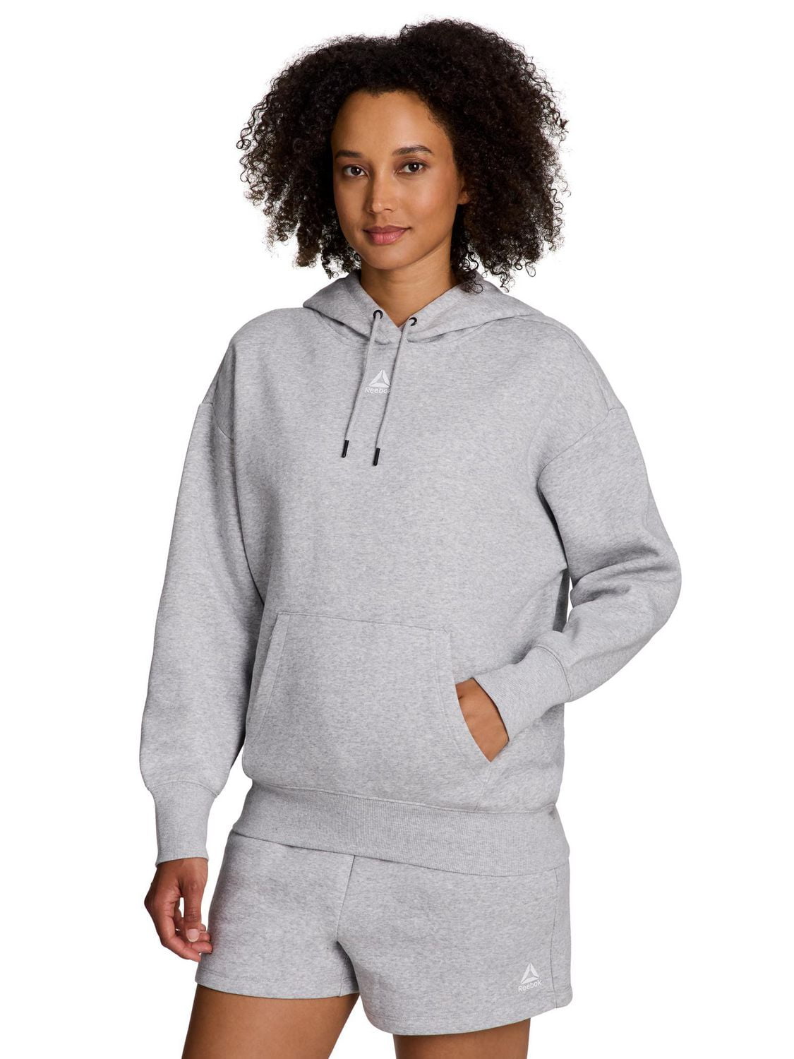 Reebok Sweat à capuche surdimensionné Weekender pour femme avec petit logo Tailles XS-2XL