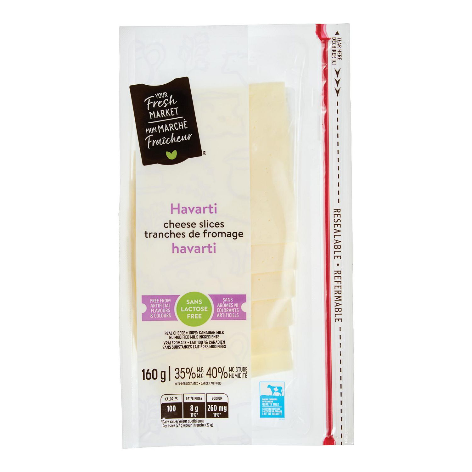 Mon marché fraîcheur Fromage Havarti tranché 35 % MG