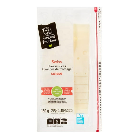 Your Fresh Market Swiss Sliced Cheese 27% Mf, 160 grams