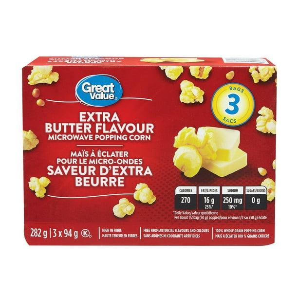 Great Value Extra Butter Flavor Microwave Popcorn Walmart.ca