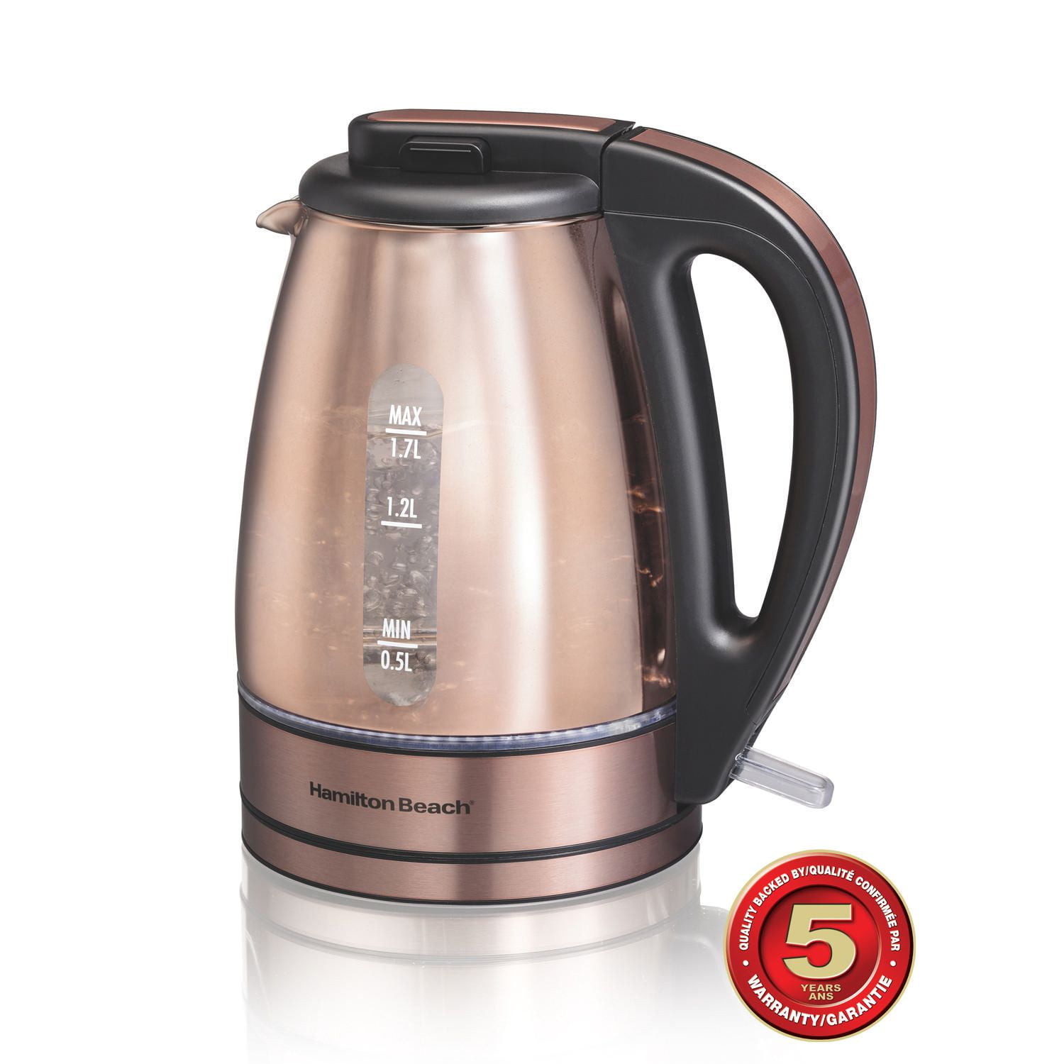 Hamilton Beach 1.7 L Cordless Copper Electroplated Glass Kettle