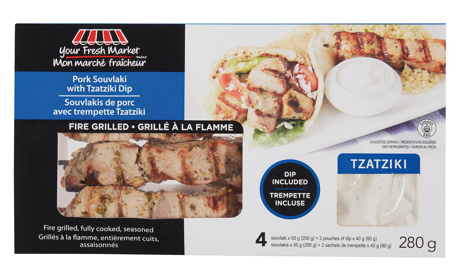 Your Fresh Market Pork Souvlaki with Tzatziki Dip Walmart Canada