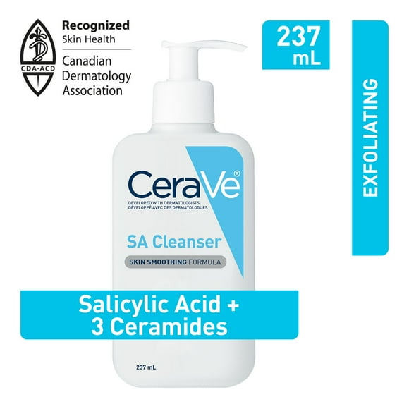 CeraVe Salicylic Acid Cleanser for Rough & Bumpy Skin, Formulated with Salicylic Acid, Hyaluronic Acid & Niacinamide to help Smooth Skin, Fragrance Free, 237mL, For smoother and softer skin