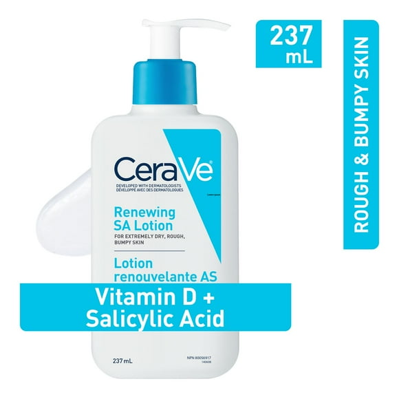 CeraVe Salicylic Acid Lotion for Rough & Bumpy Skin | Vitamin D & Hyaluronic Acid Lotion | Fragrance Free, 237mL, Soothe and smooth dry skin