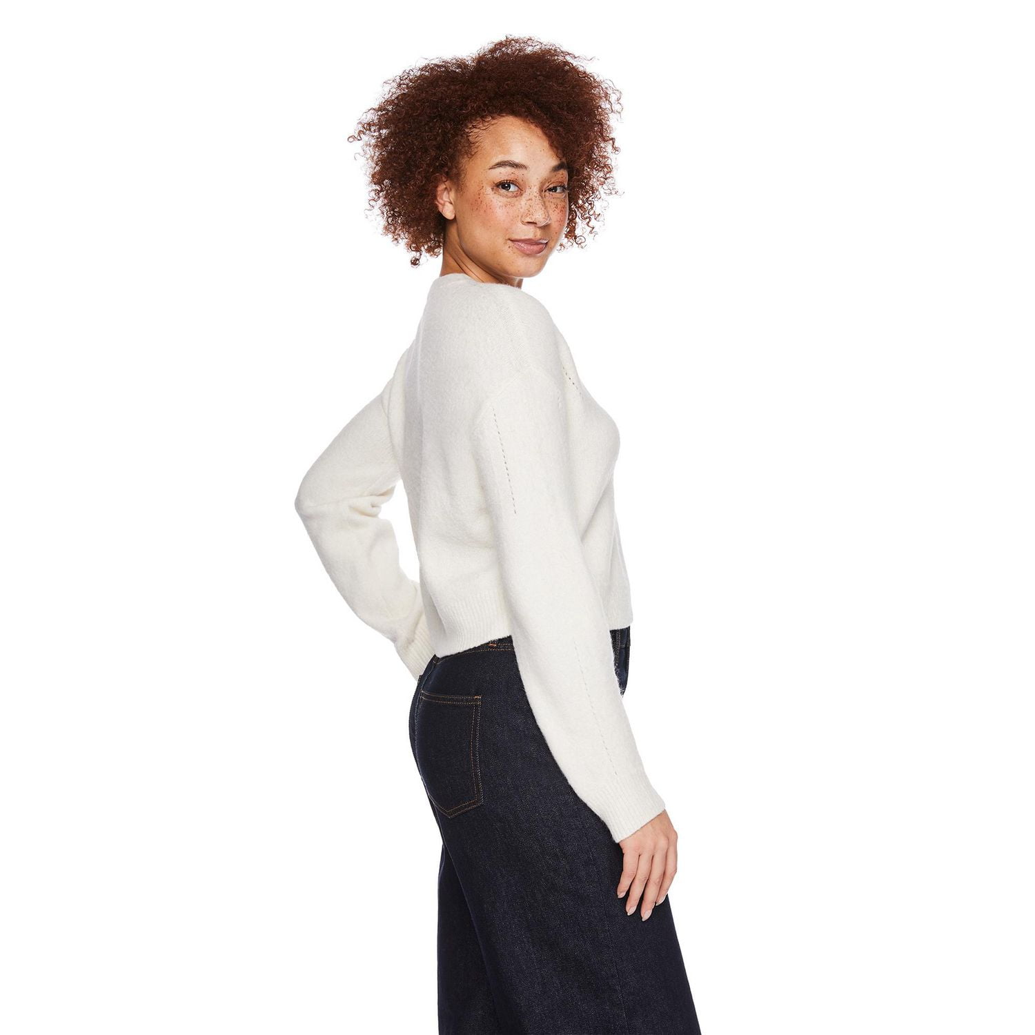 Chandail écourté à encolure ras du cou George pour femmes Tailles TP–TTG