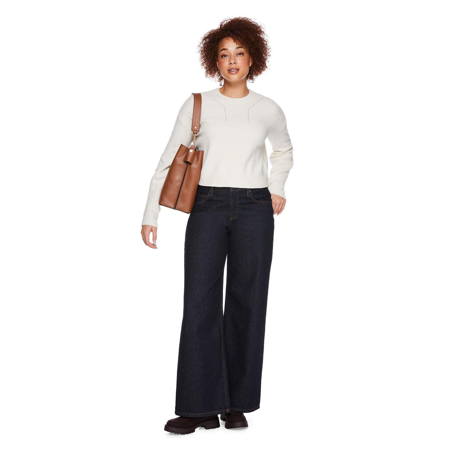 Chandail écourté à encolure ras du cou George pour femmes Tailles TP–TTG