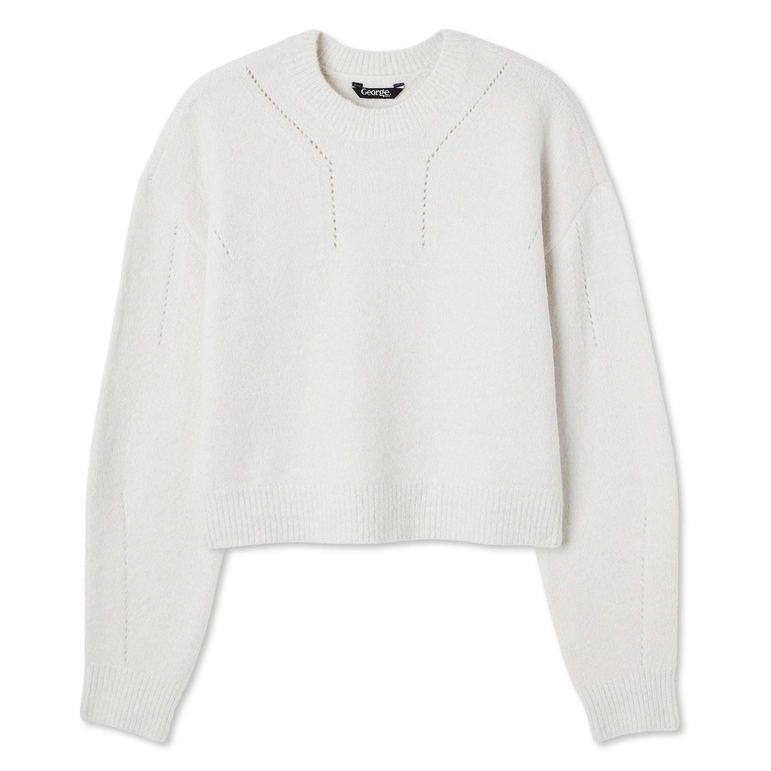 Chandail écourté à encolure ras du cou George pour femmes Tailles TP–TTG