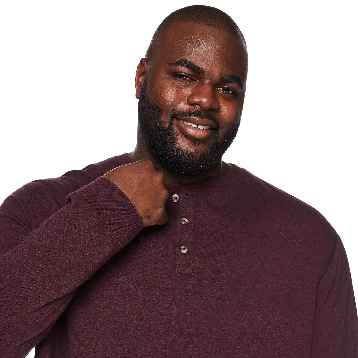 George Big Men's Long Sleeve Henley Tee