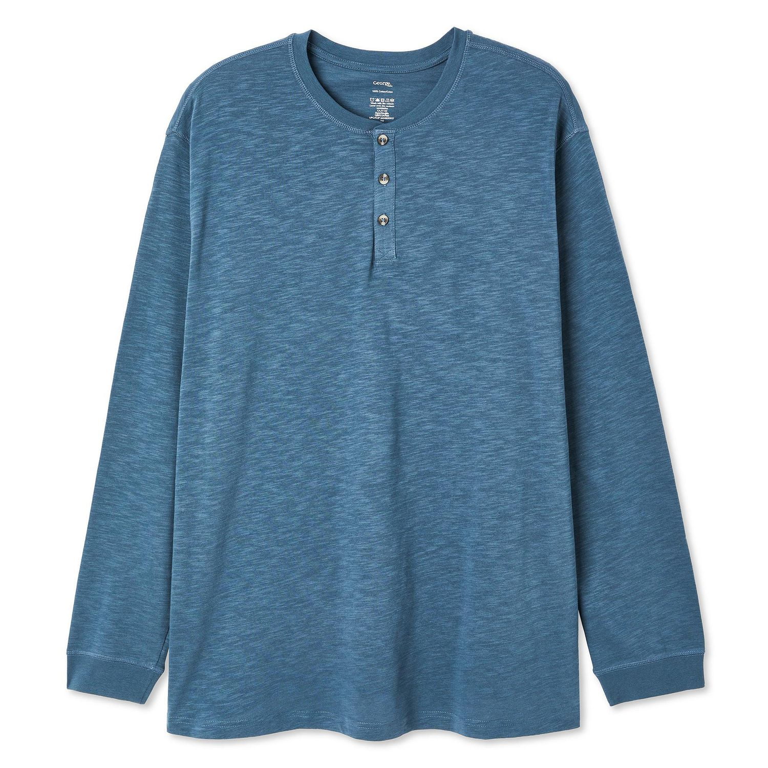 George Big Men's Long Sleeve Henley Tee