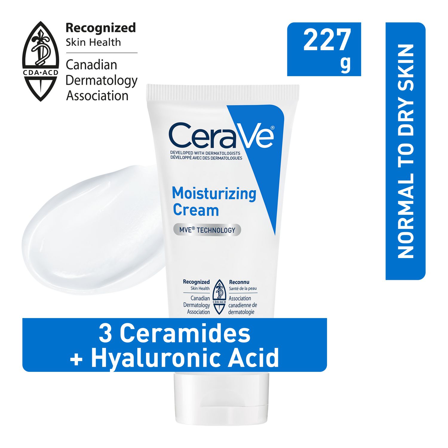 CeraVe Moisturizing Cream with 3 Ceramides and Hyaluronic Acid | Daily Face, Body and Hand Moisturizer for Normal to Dry Skin, Women & Men | Non-Comedogenic, Oil-free, and Fragrance Free -