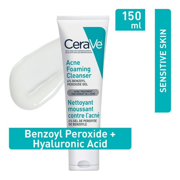 CeraVe Acne Foaming Cleanser with 4% Benzoyl Peroxide & Niacinamide, Remove Excess Oil & Dirt while Clearing Skin. Suitable for Acne Prone Skin, 150mL, The power to treat acne and allow skin to heal