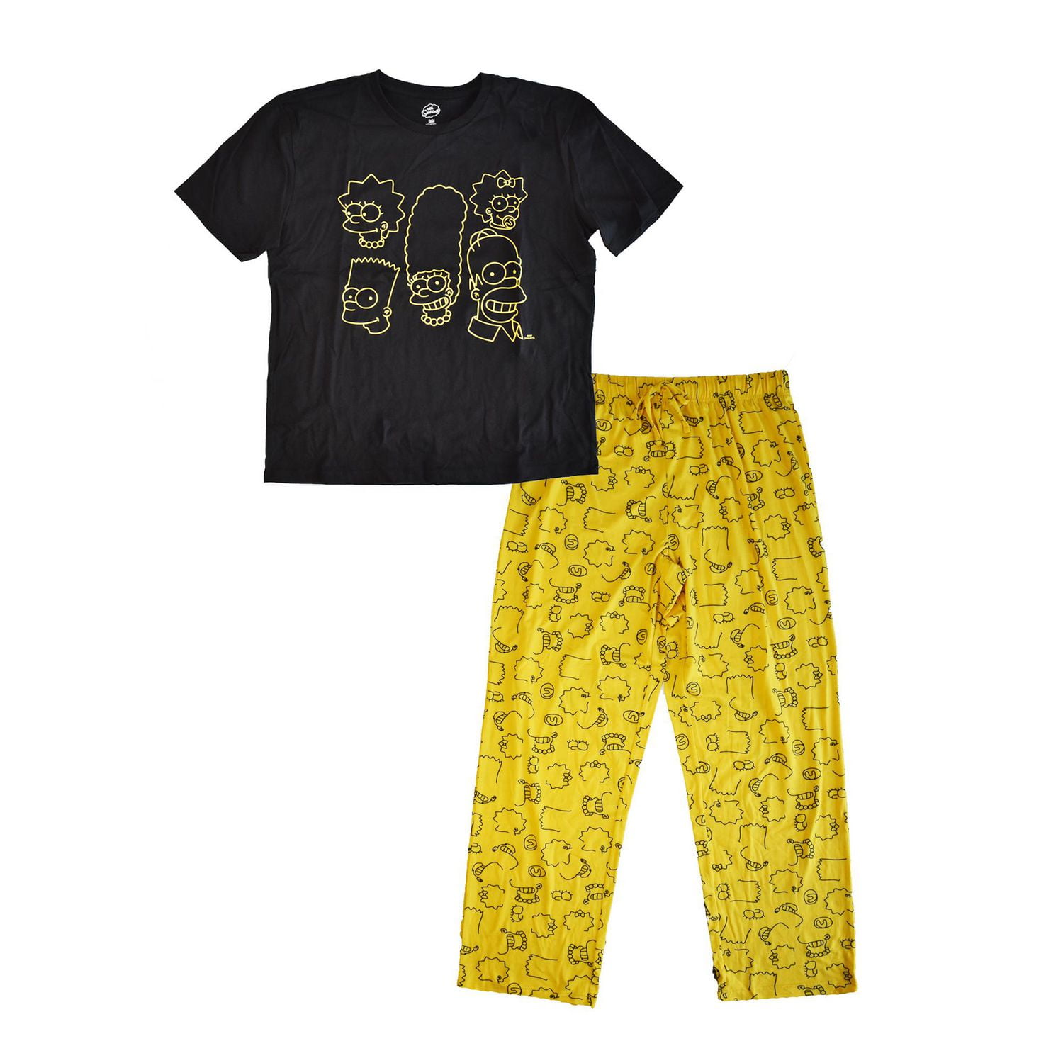 Men's The Simpsons 2 Piece Outlines Sleepwear Set