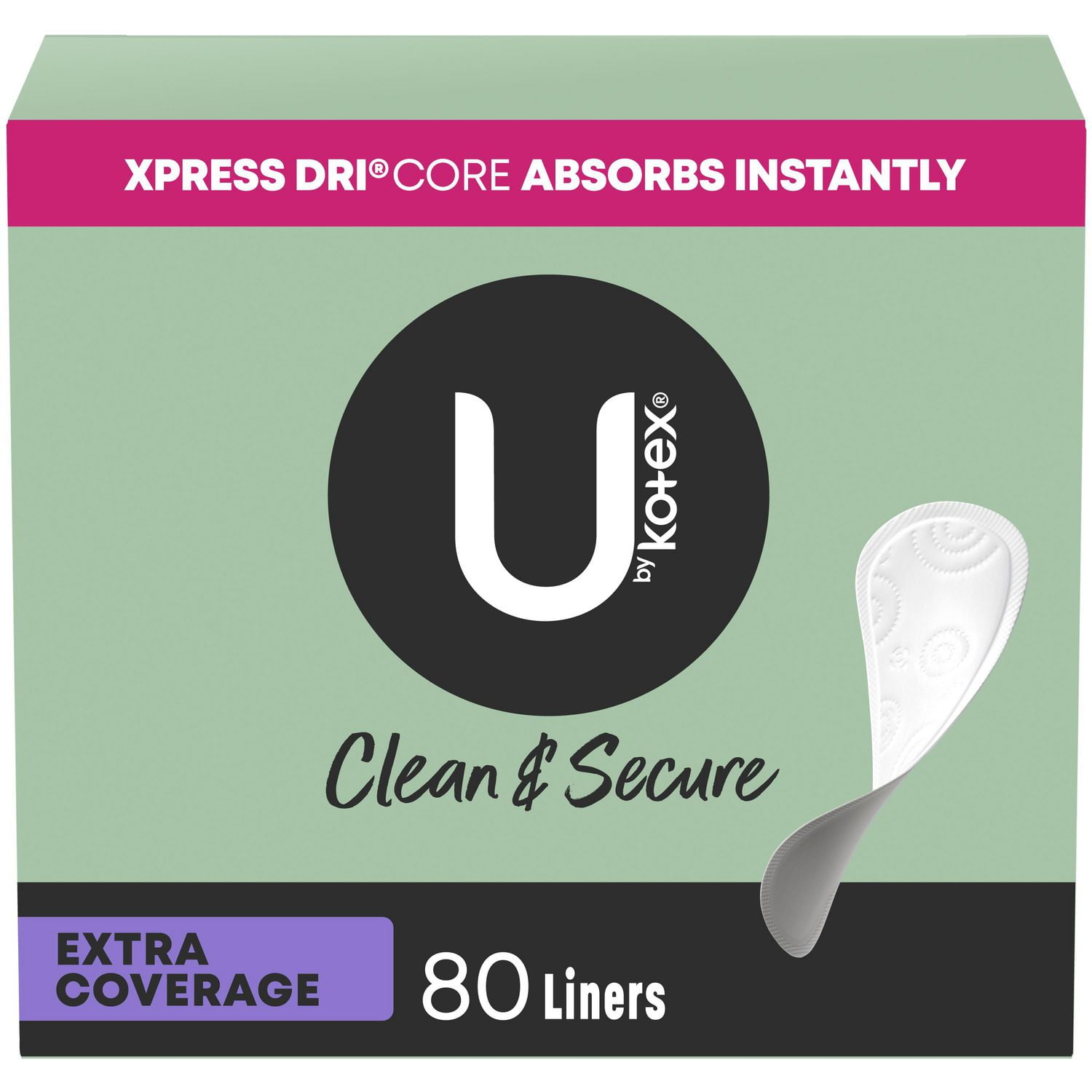 U by Kotex Security Lightdays Panty Liners, Light Absorbency, Extra  Coverage, Unscented, UBK LINER 80 