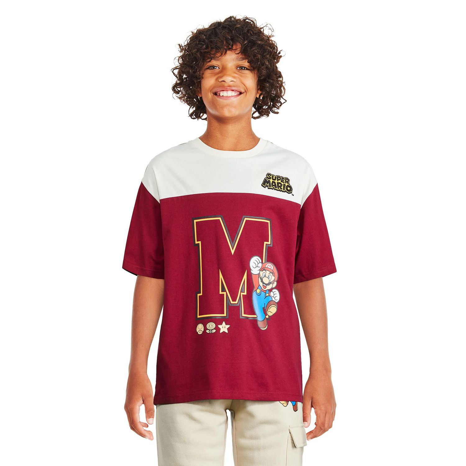 T-shirt à manches courtes Super Mario pour garçons Tailles TP–TG