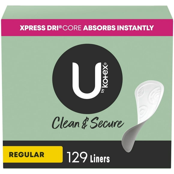 U by Kotex Lightdays Liners, Regular, Fragrance-Free, 129 Count