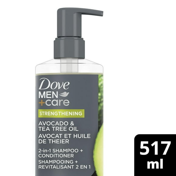 Dove Men+Care Strengthening Avocado & Tea Tree Oil 2-in-1 Shampoo + Conditioner, 517 ml Shampoo + Conditioner