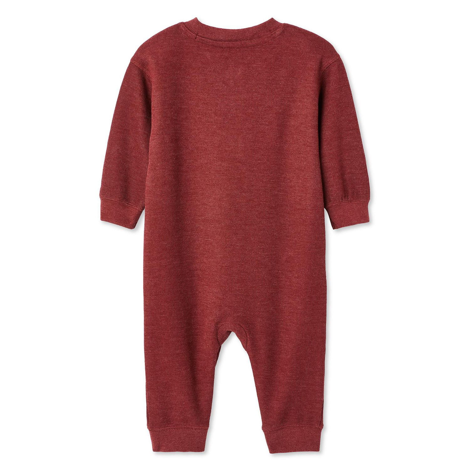 George Baby Boys' Waffle Henley Romper, Sizes 0-24 months