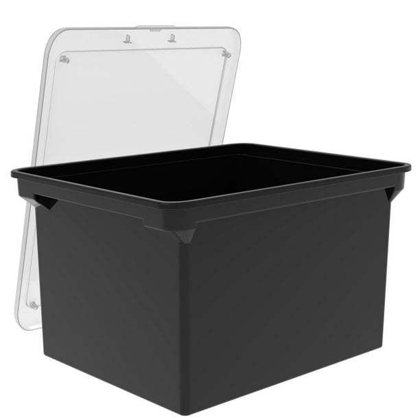 Storex - Boîte de classement portable, format lettre/légal, noire