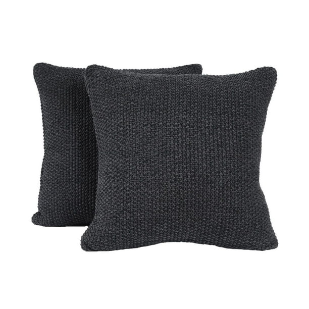 Taies d’oreiller en tricot (ensemble de 2) en coton doux et résistant style chalet, avec fermeture éclair