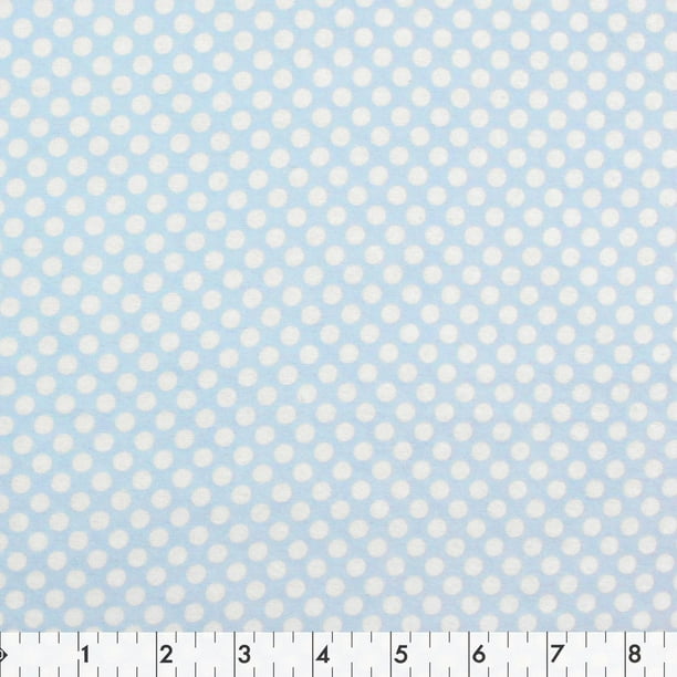 Tissu au mètre en coton flanelle Fabric Creations à motif de pois bleu