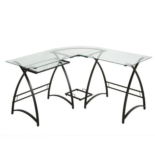Glass and Black Metal Corner Computer Desk Walmart Canada