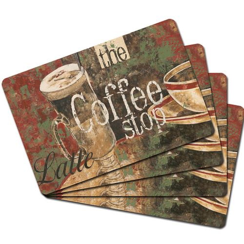 Studio Art Coffee Shop Laminated Cork Back Placemats, Set of 4