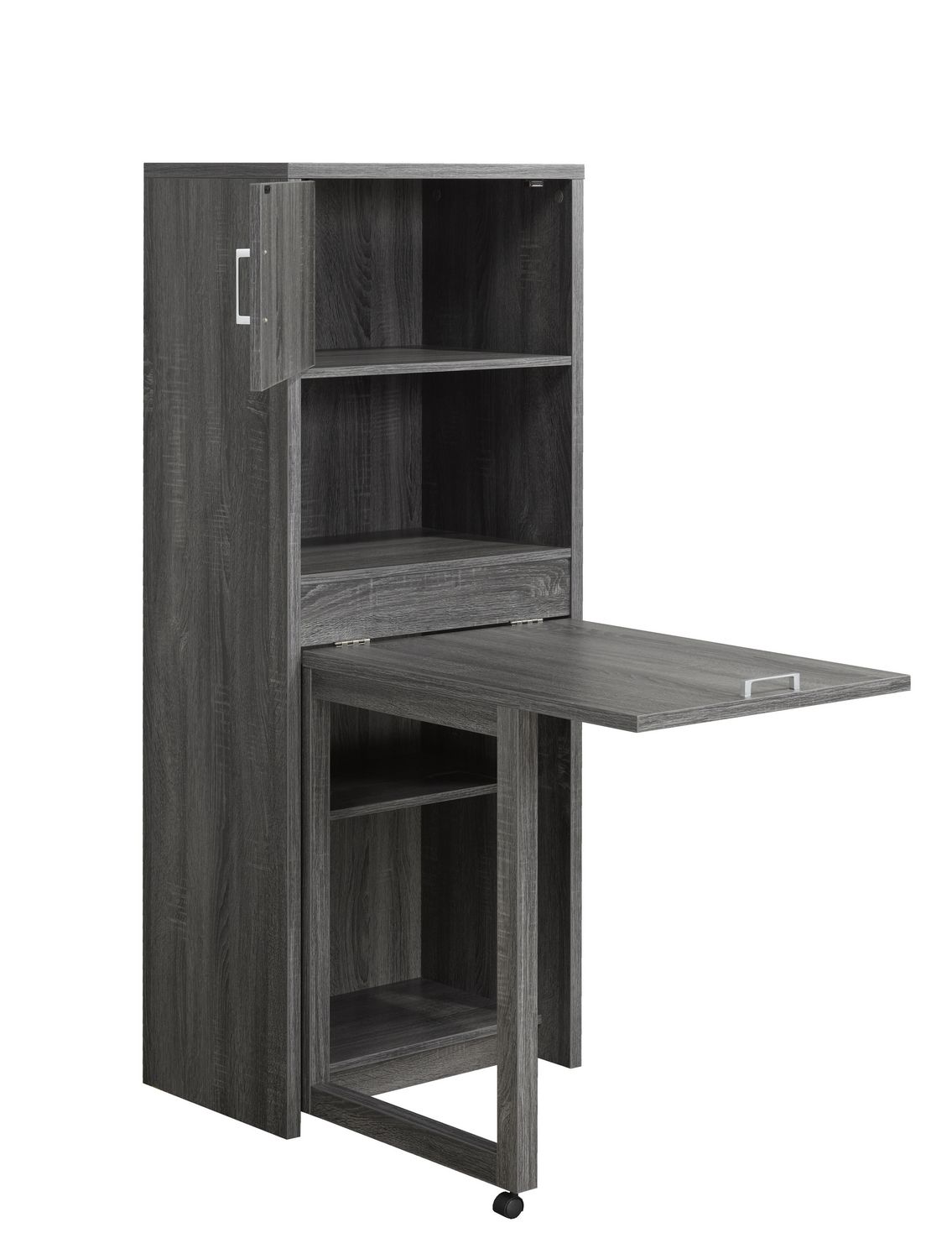 Multi Tier Bookcase With Fold Down Desk, Bookcase With Flip Down Desk