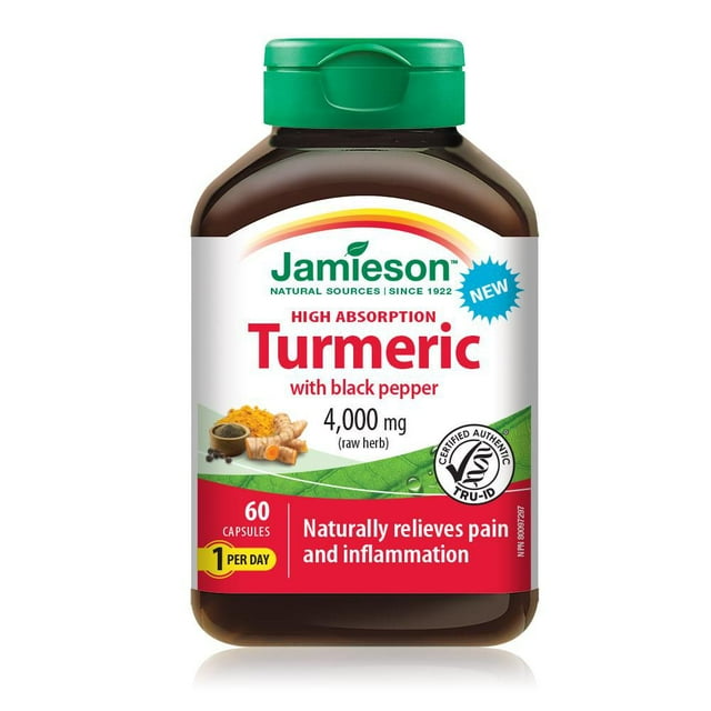 Jamieson capsules curcuma avec du poivre noir, 4000 mg, 60 capsules