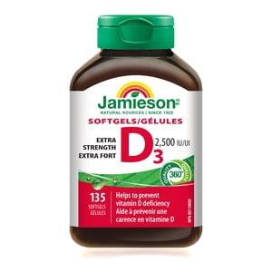 Jamieson Vitamin D3 Softgels, 2500 IU, Extra Strength, 135 Count