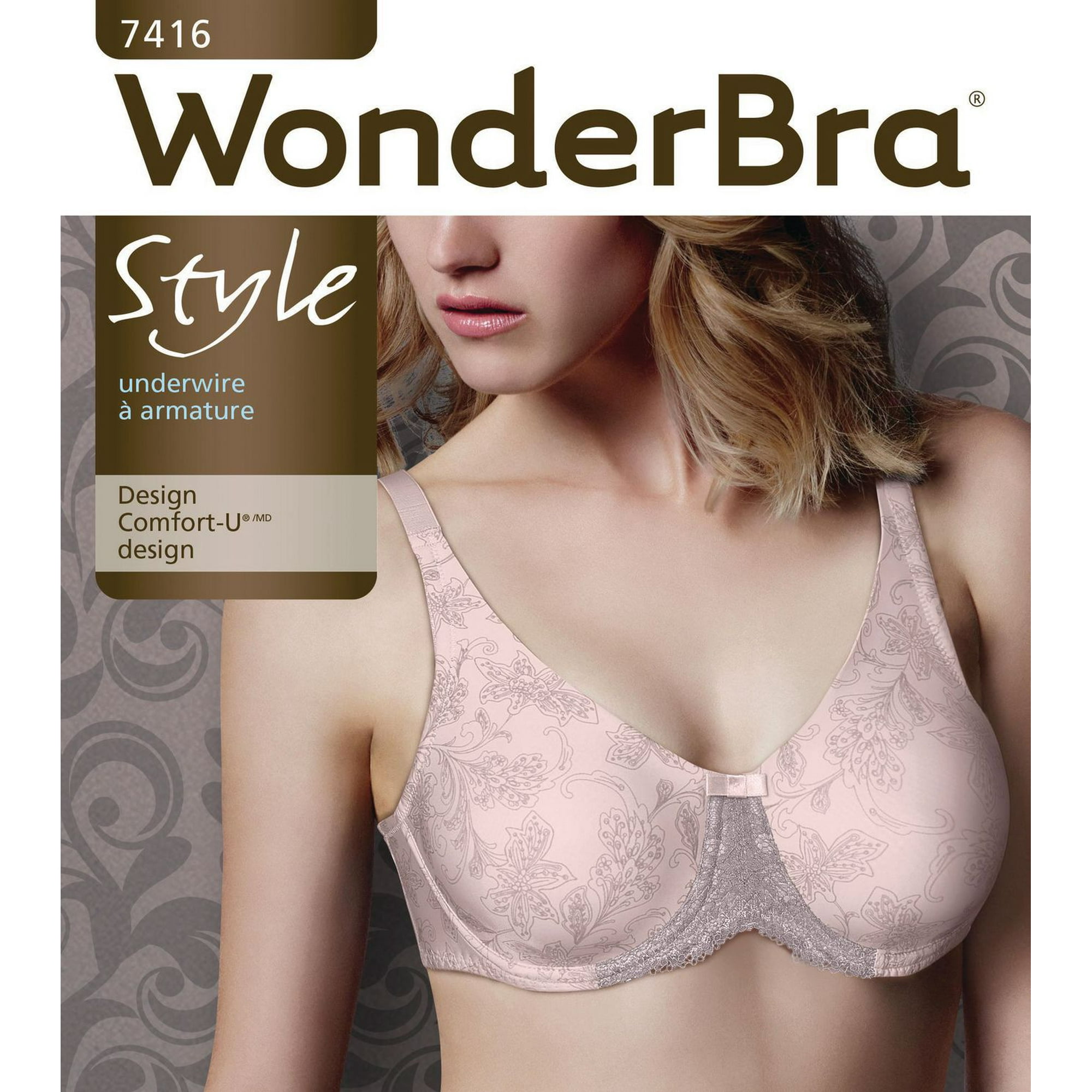 WonderBra Molded Print Comfort-U Udrwire Bra, Sizes 34B to 40DD