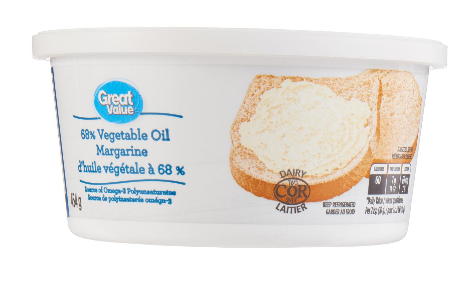 Buy Great Value 68 Vegetable Oil Margarine 454g Online Walmart Canada