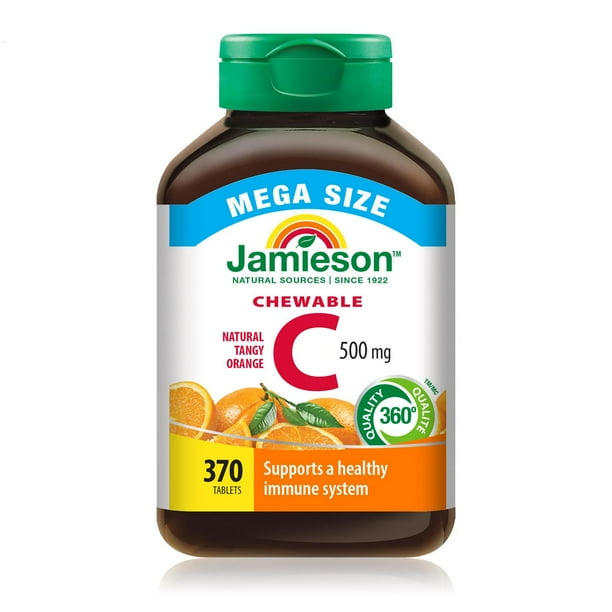 Jamieson Chewable Vitamin C 500 mg Natural Tangy Orange Flavour Mega ...