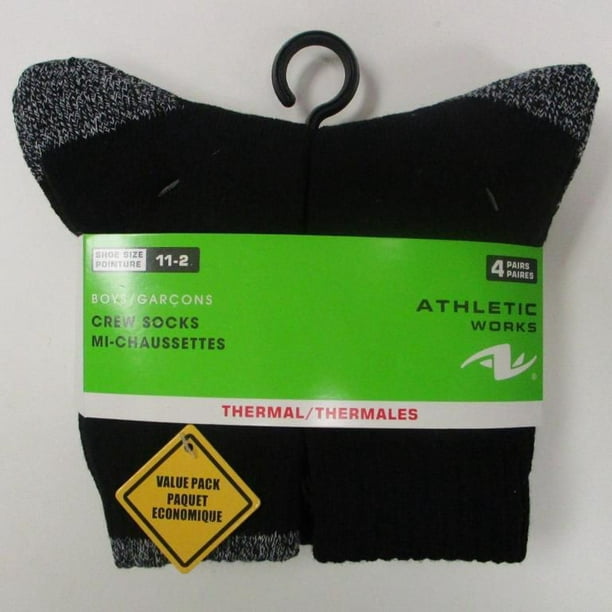 Chaussettes thermiques Athletic Works pour garçons de 4 paires