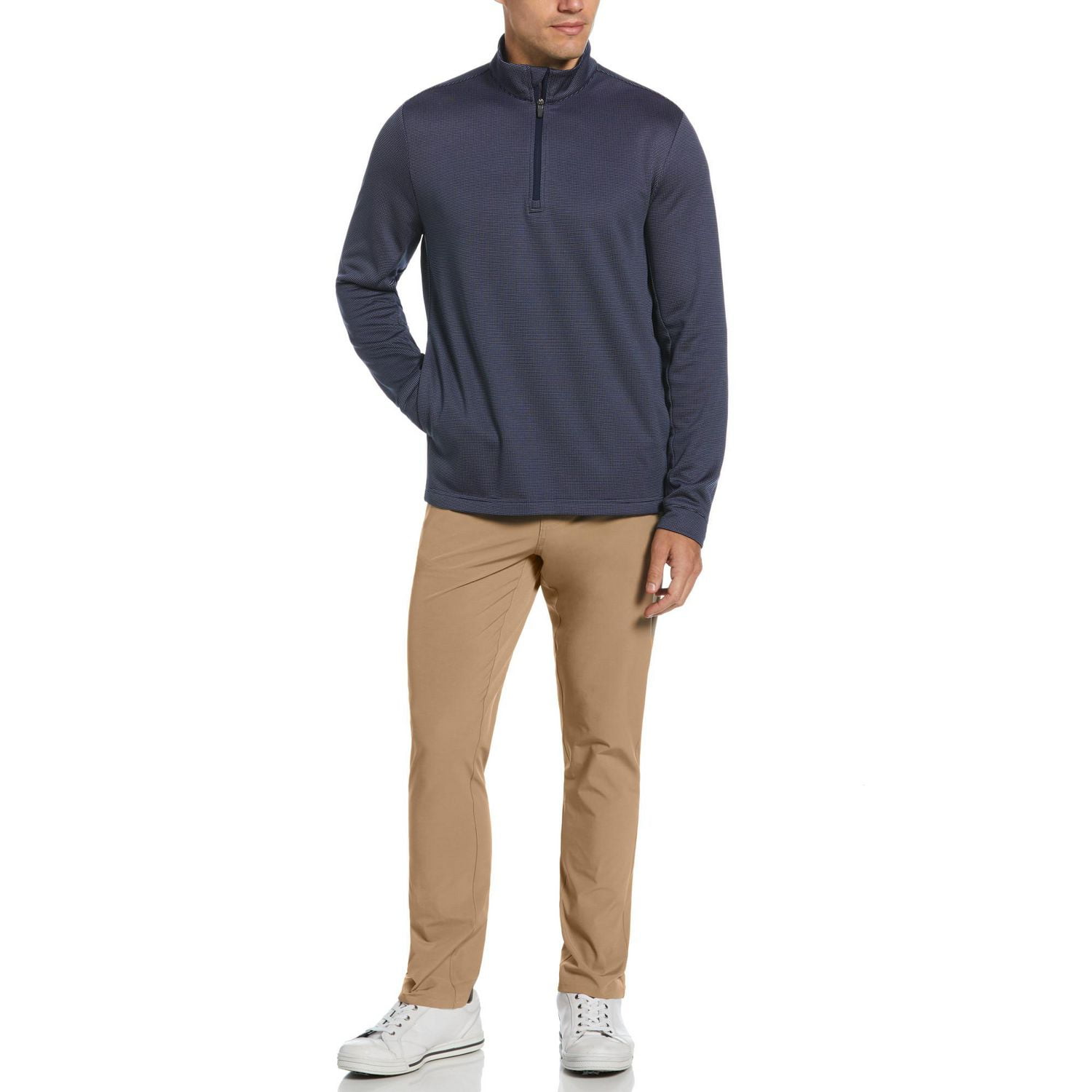 Ben Hogan Men's  Micro Jacquard Quarter Zip Golf Sweater