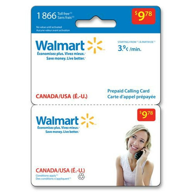 Carte d’appel prépayée– CANADAÉTATS-UNIS Walmart 9.78 $