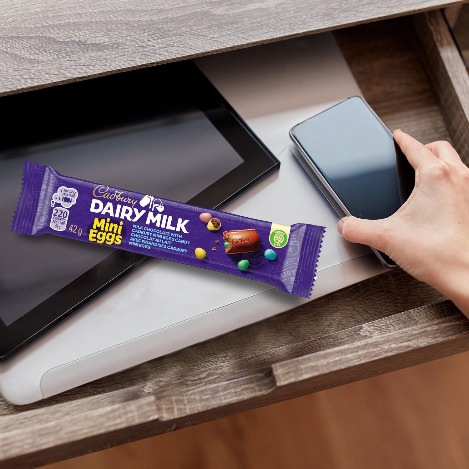 Cadbury Dairy Milk, Milk Chocolate with Cadbury Mini Eggs Candy, The Classic Creamy Taste, Crunchy Candy Shell, Chocolate Bars