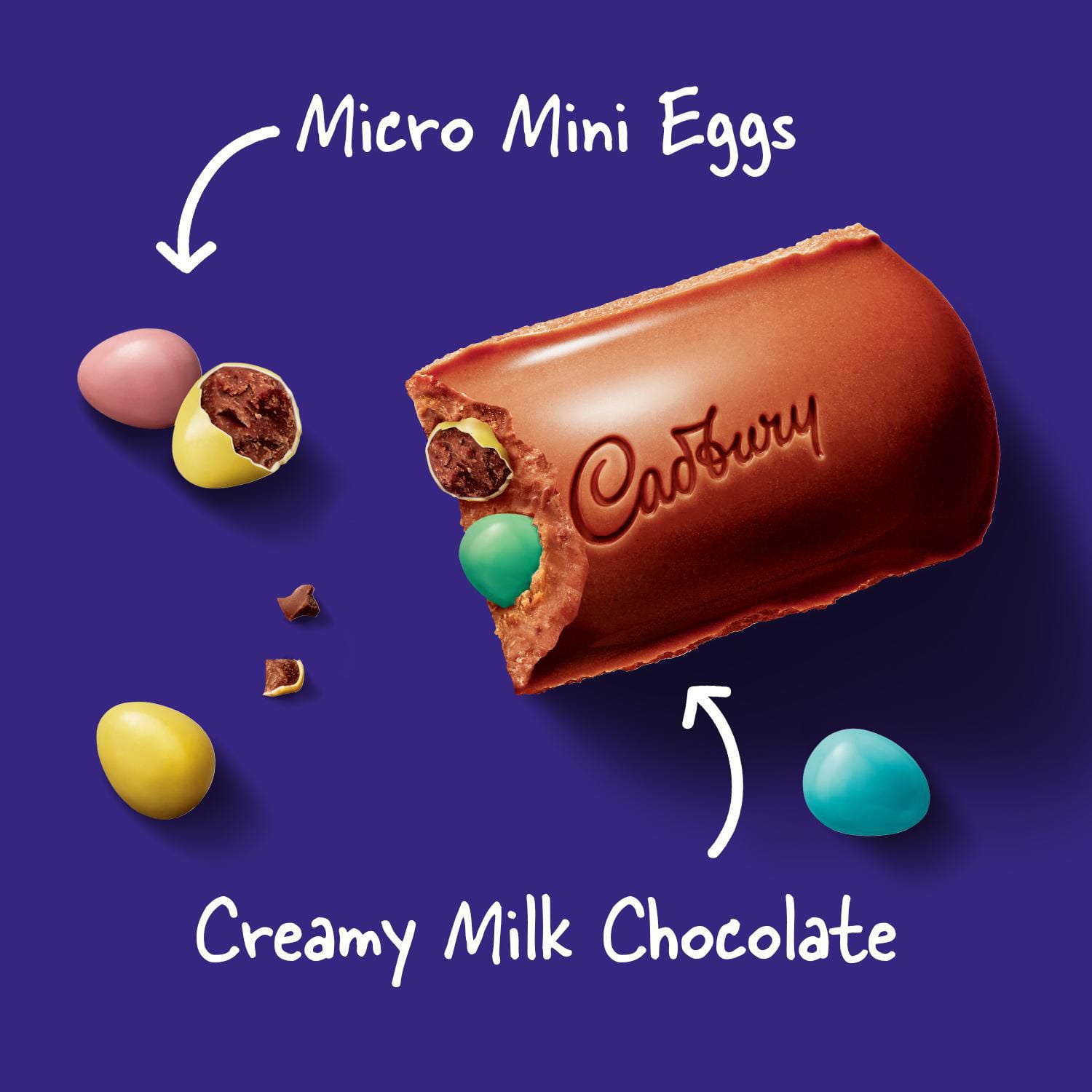 Cadbury Dairy Milk, Milk Chocolate with Cadbury Mini Eggs Candy, The Classic Creamy Taste, Crunchy Candy Shell, Chocolate Bars
