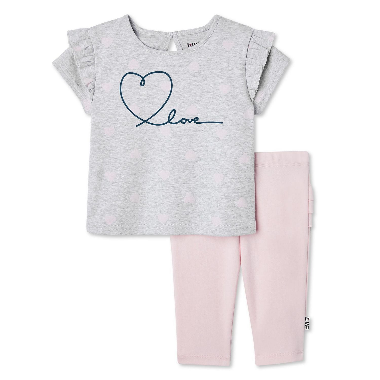 Love Ellen DeGeneres Baby Girls' Organic Cotton Ruffle Tee and Pant Set
