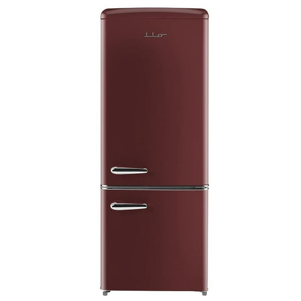 iio 7 Cu. pi. Réfrigérateur rétro avec congélateur inférieur en Rouge Vin