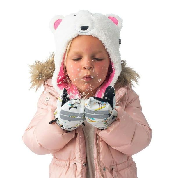 FlapJackKids - Bonnet en polaire Sherpa réversible pour bébé, enfant en bas  âge, enfants, filles - Double couche - Ours polaire / lunettes de ski 