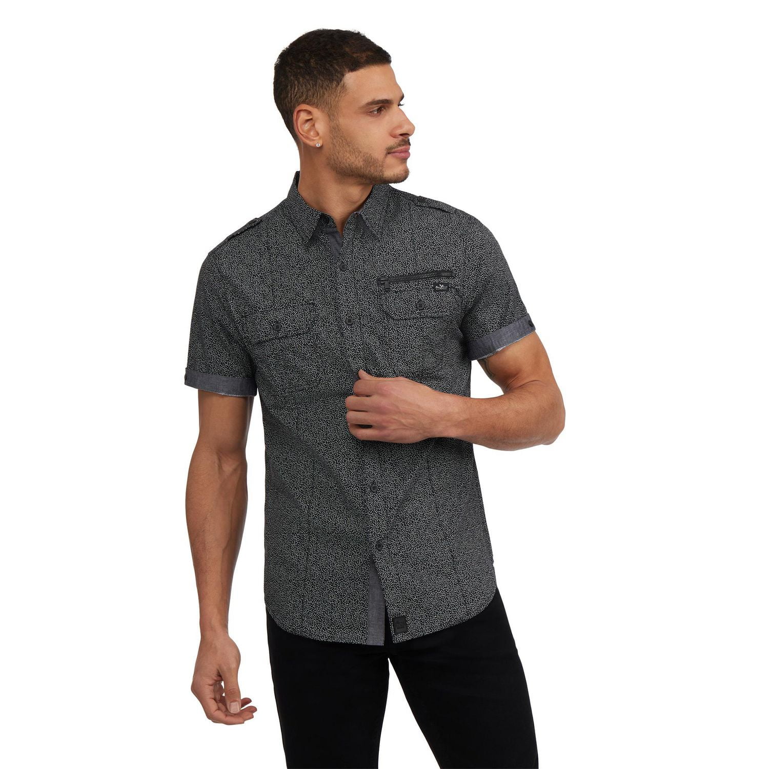 Chemise boutonnée Marc Ecko à manches courtes en tissu à motifs